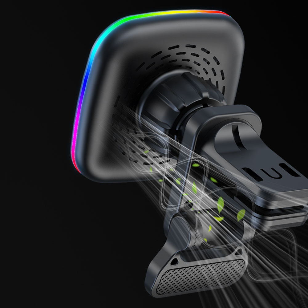JJT-A92 Car Air Outlet Magnetic Wireless Charger 15W Charging Pad with RGB Light