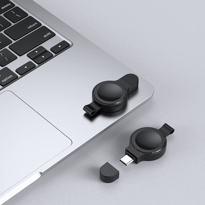 JJT-X52 For Apple Watch Series 1-8 Mini Magnetic Wireless Charging Pad Smartwatch Charger with USB-C Plug