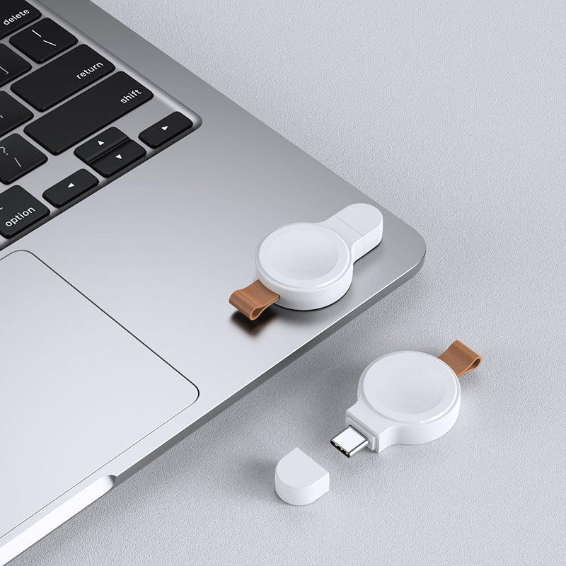 JJT-X52 For Apple Watch Series 1-8 Mini Magnetic Wireless Charging Pad Smartwatch Charger with USB-C Plug