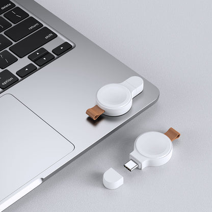 JJT-X52 For Apple Watch Series 1-8 Mini Magnetic Wireless Charging Pad Smartwatch Charger with USB-C Plug