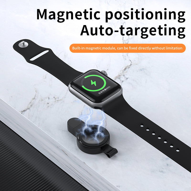 JJT-X52 For Apple Watch Series 1-8 Mini Magnetic Wireless Charging Pad Smartwatch Charger with USB-C Plug