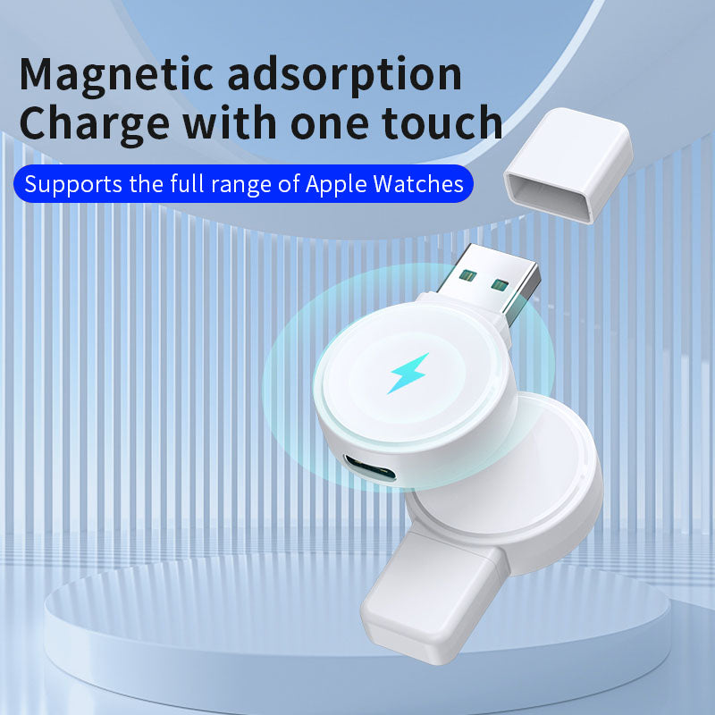 JJT-X53 For Apple Watch Series 1-8 Smartwatch Charger Mini Magnetic Wireless Charging Pad with USB Plug