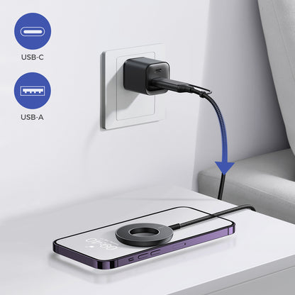 JOYROOM WQM03 2 in 1 15W Wireless Charger Hollow Design Magnetic Charger Pad Compatible with MagSafe