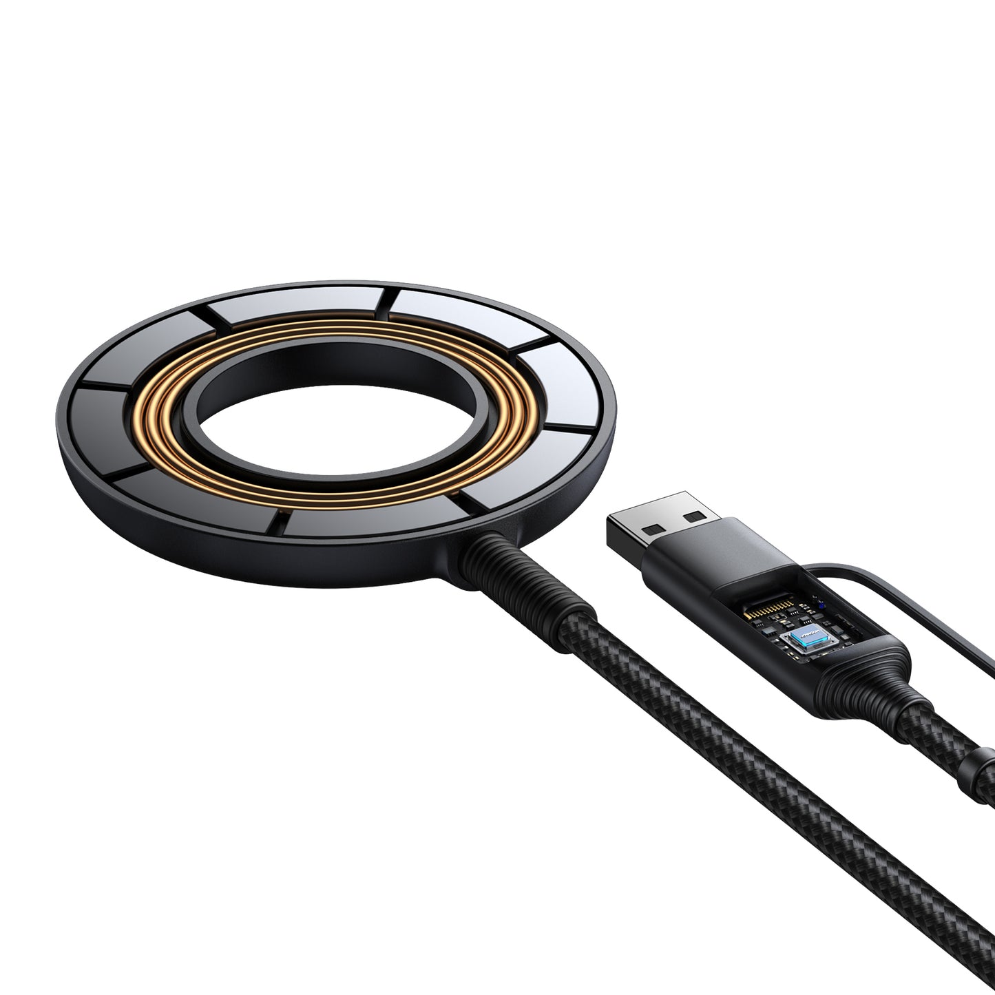JOYROOM WQM03 2 in 1 15W Wireless Charger Hollow Design Magnetic Charger Pad Compatible with MagSafe