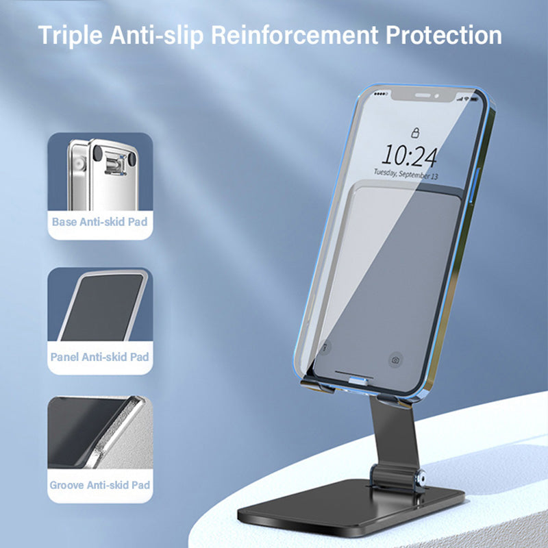 CCT15 Portable Folding Phone Holder Adjustable Anti-Slip Tablets Metal Stand for 4-13 inch Device