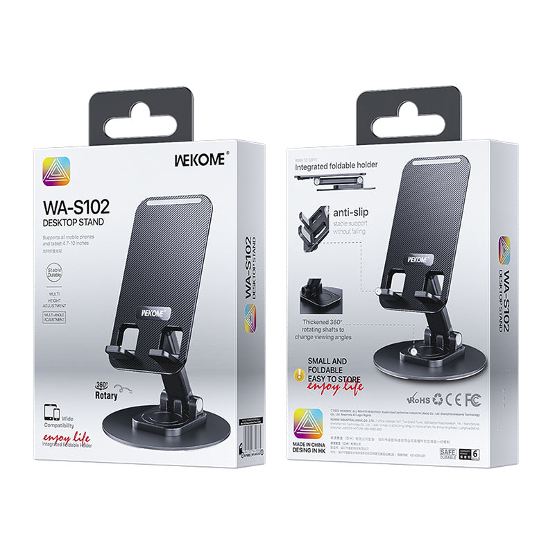 WEKOME S102 Desktop Rotary Phone Stand Aluminum Alloy Folding Mini Tablet Holder