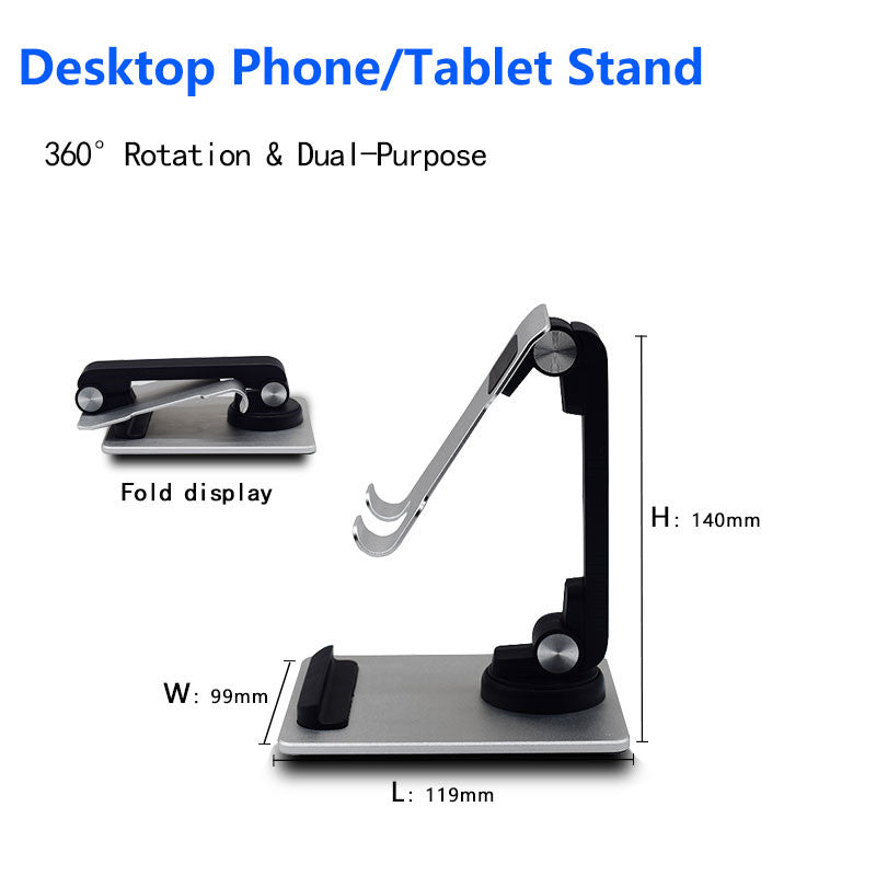TM12 Mini Folding Phone Stand Aluminum Alloy Desktop Rotating Tablet Stand Adjustable Cell Phone Holder