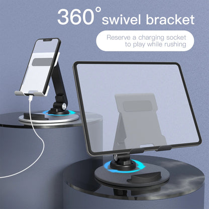 TM13 Round Base Folding Tablet Stand Aluminum Alloy Mini Rotating Phone Stand Adjustable Cell Phone Holder