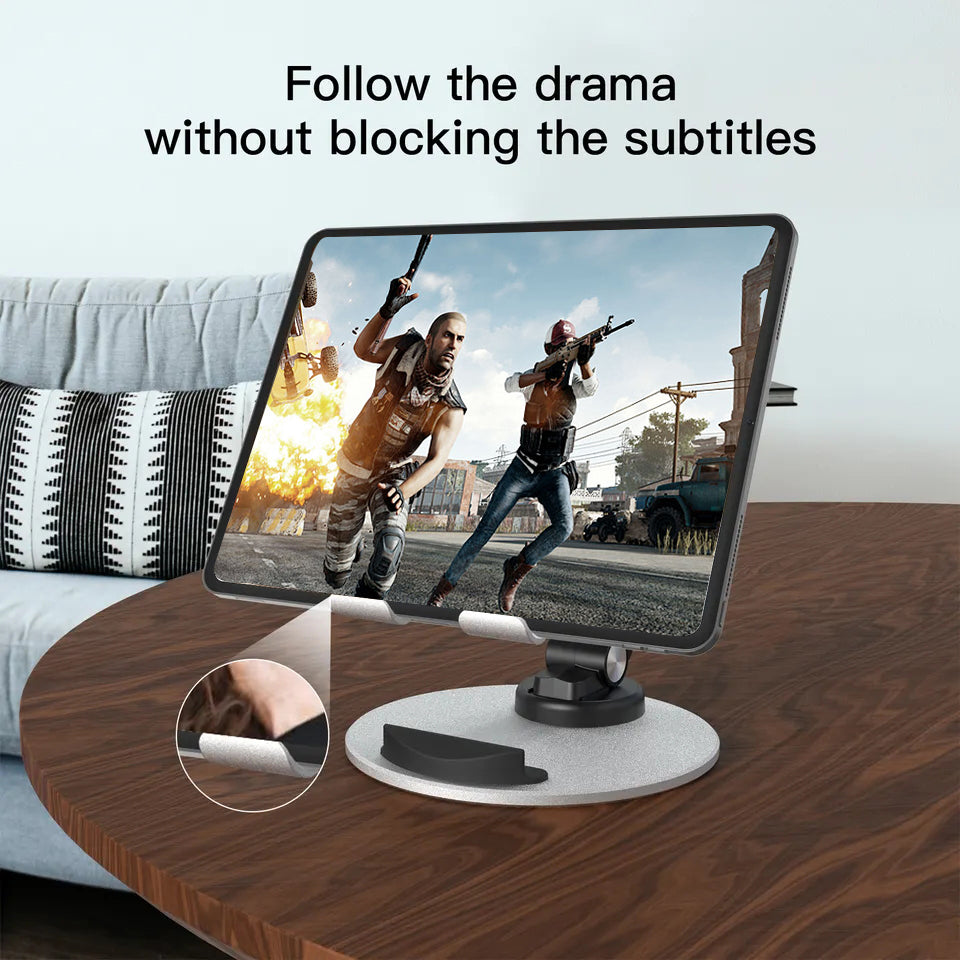 TM13 Round Base Folding Tablet Stand Aluminum Alloy Mini Rotating Phone Stand Adjustable Cell Phone Holder