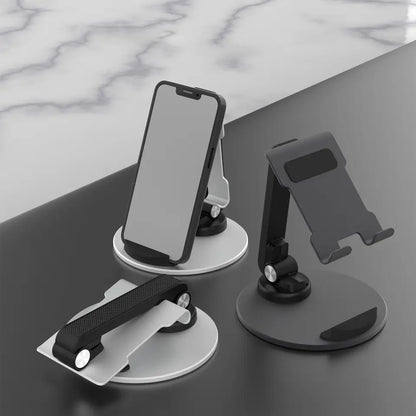 TM13 Round Base Folding Tablet Stand Aluminum Alloy Mini Rotating Phone Stand Adjustable Cell Phone Holder