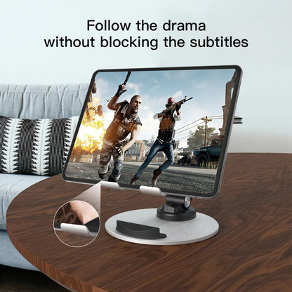 TM13 Round Base Folding Tablet Stand Aluminum Alloy Mini Rotating Phone Stand Adjustable Cell Phone Holder