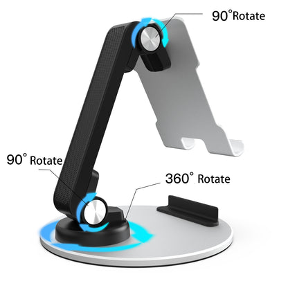 TM13 Round Base Folding Tablet Stand Aluminum Alloy Mini Rotating Phone Stand Adjustable Cell Phone Holder