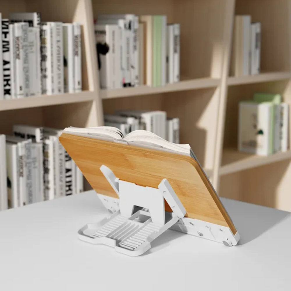 BG-2 Desktop Book Stand Folding Metal Book Holder Portable 50-Degree Adjustable Reading Stand with Clip