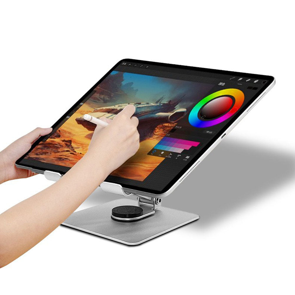 C4 Rotatable Aluminum Alloy Tablet Stand Desktop Folding Mini PC Holder for 6-14 Devices