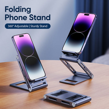 DUX DUCIS Rotatable Phone Holder Z-shaped Foldable Aluminum Alloy Desktop Cell Phone Stand