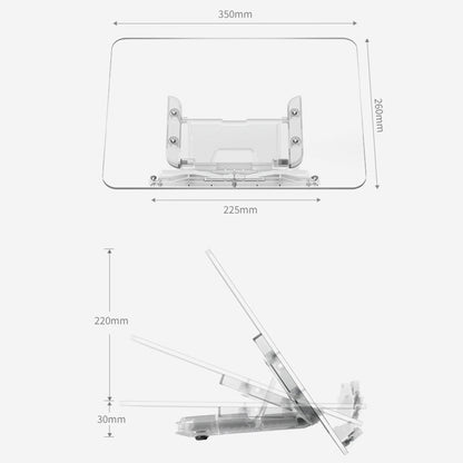 BG-2Y Transparent Acrylic Book Stand Folding Book Holder Portable Desktop Adjustable Reading Stand