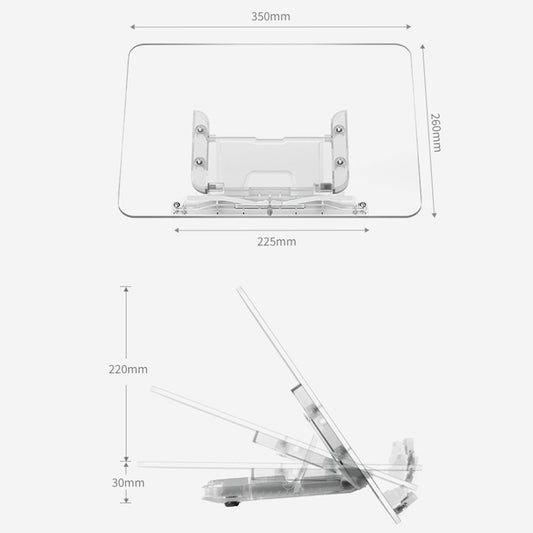 BG-2Y Transparent Acrylic Book Stand Folding Book Holder Portable Desktop Adjustable Reading Stand