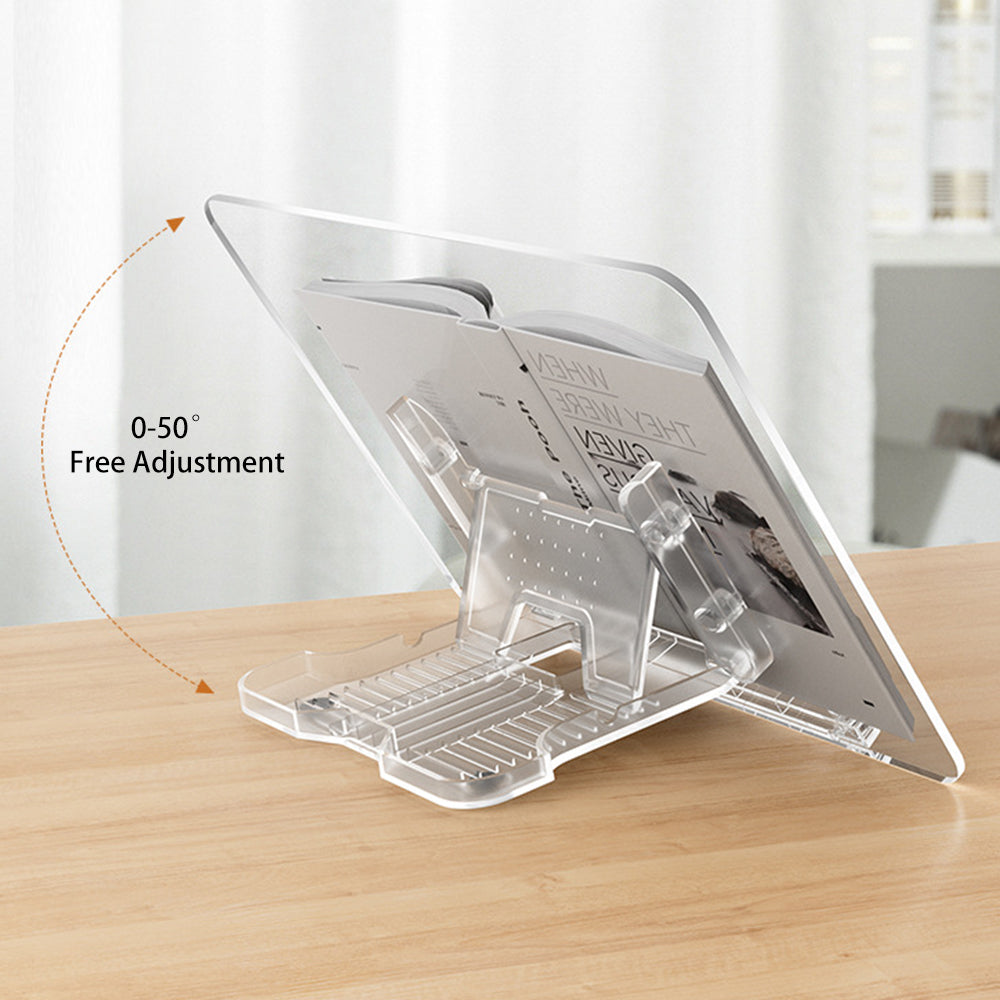 BG-2Y Transparent Acrylic Book Stand Folding Book Holder Portable Desktop Adjustable Reading Stand