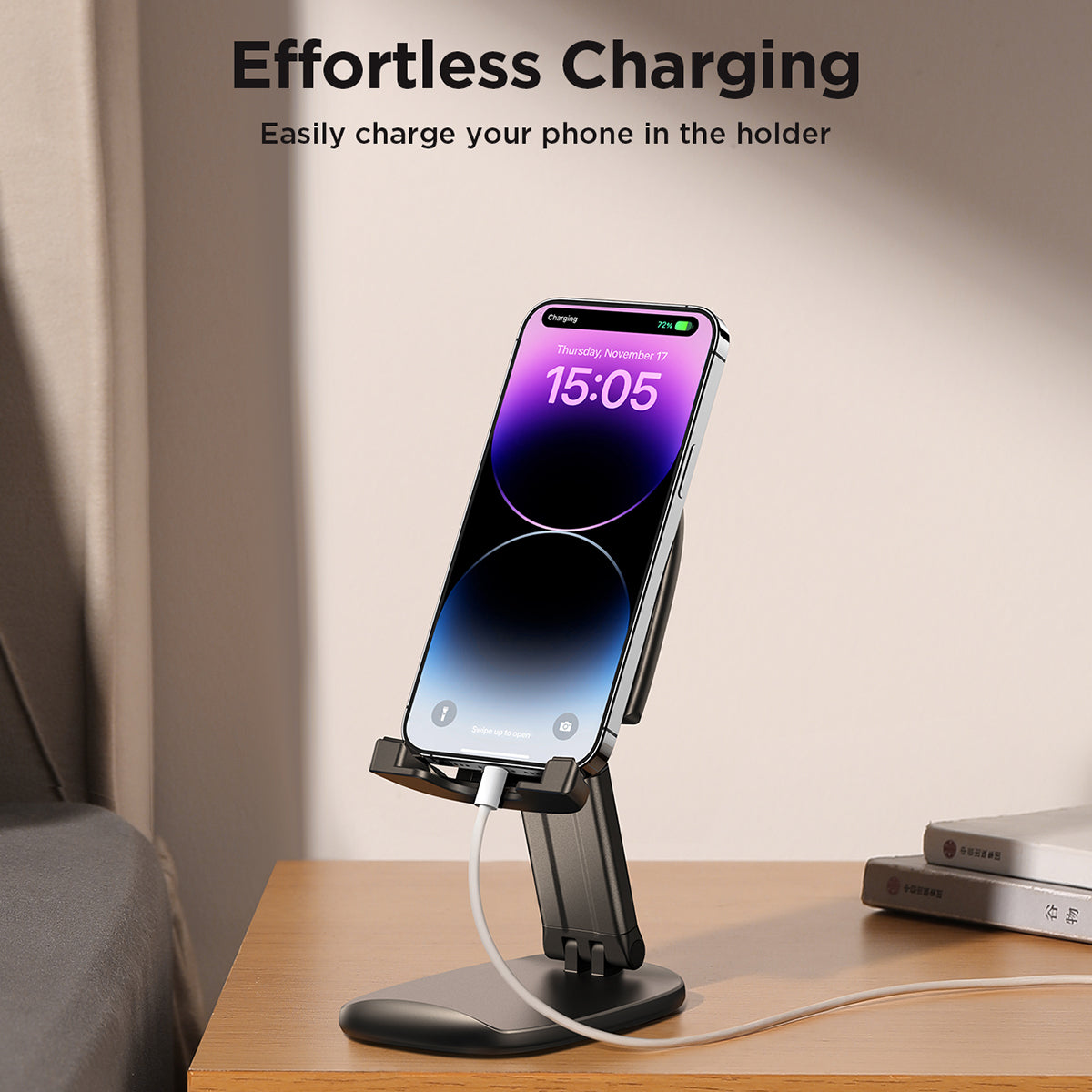 JOYROOM JR-ZS371 Desktop Phone Stand PC+ABS+Aluminum Alloy Adjustable Foldable Tablet Holder