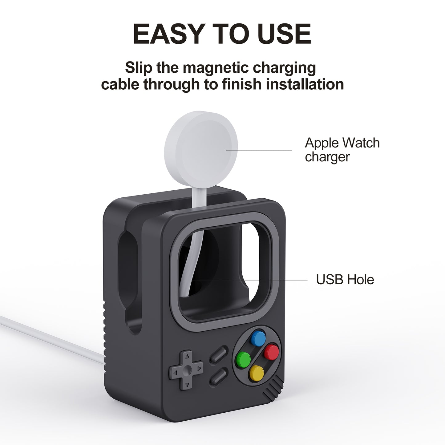 Watch Charger Holder for Apple Watch, Retro Game Console Design Silicone Charging Stand Holder