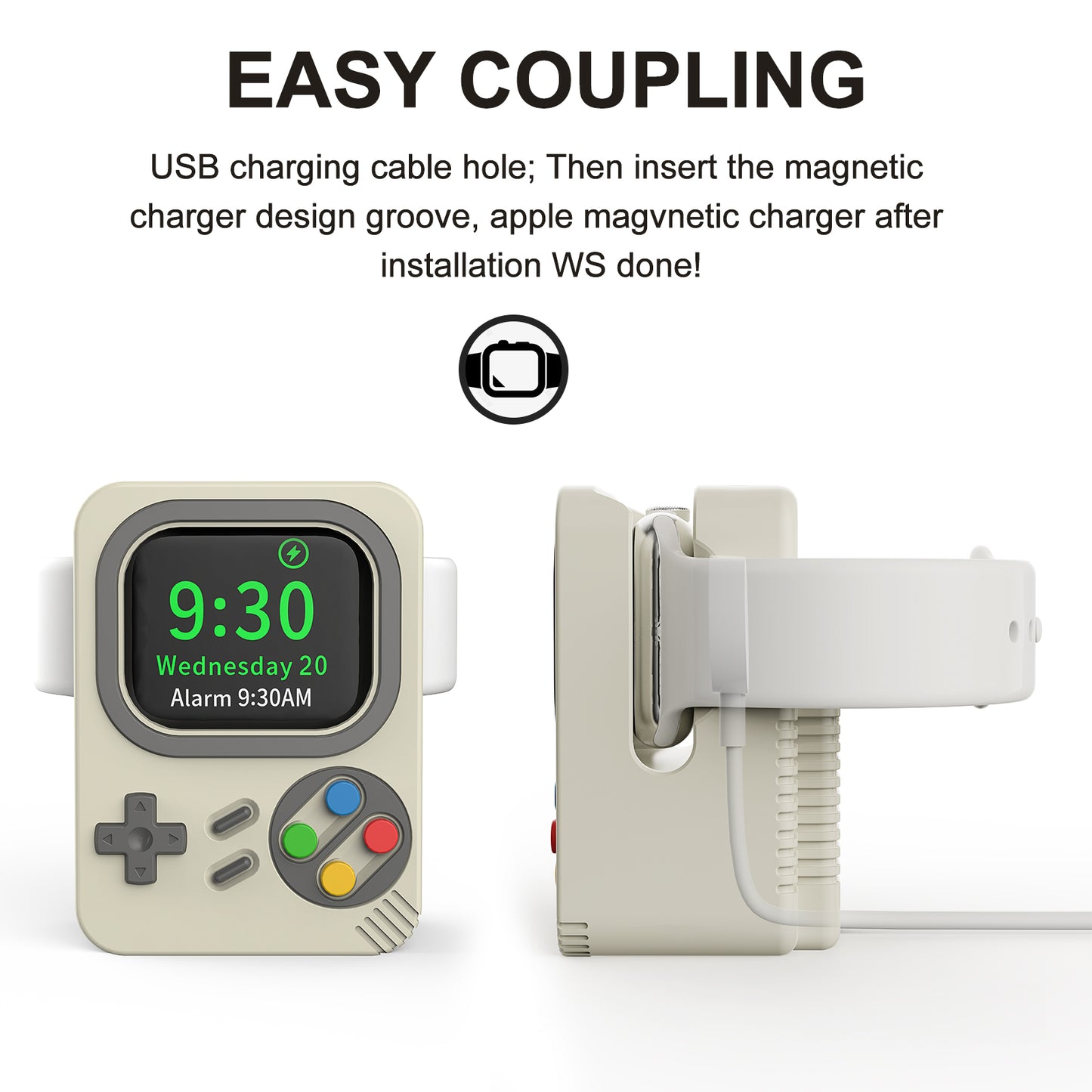 Watch Charger Holder for Apple Watch, Retro Game Console Design Silicone Charging Stand Holder