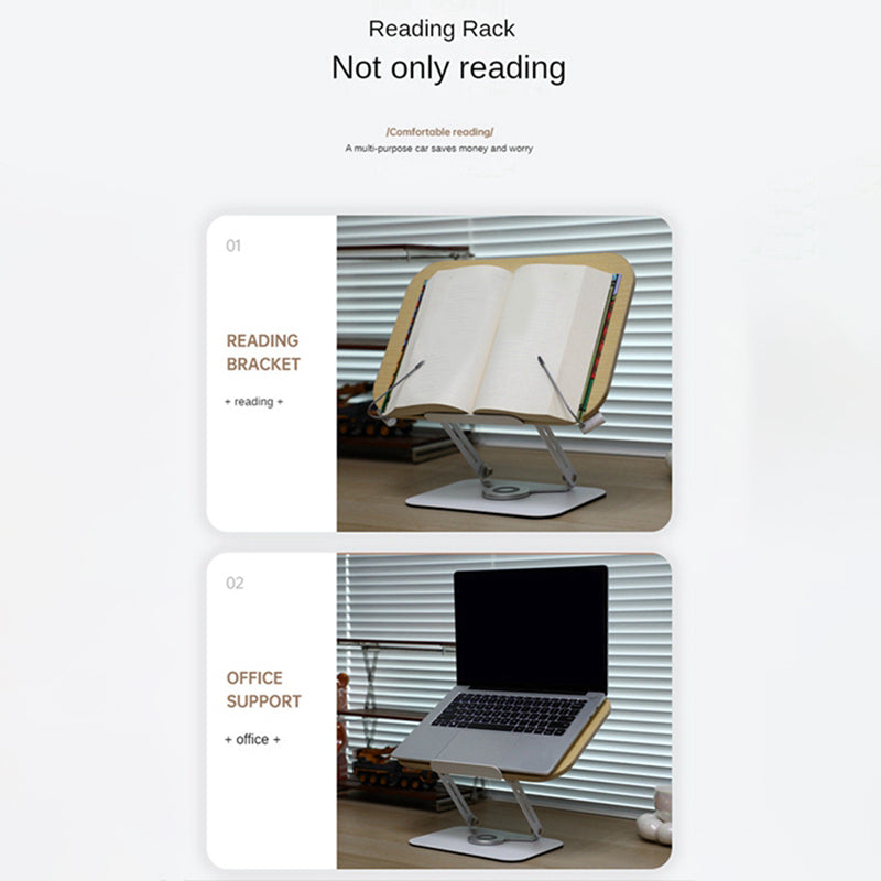 BONERUY R17 Metal Book Reading Stand Foldable Double Rod Support Book Holder for Books Laptop Tablet Textbook