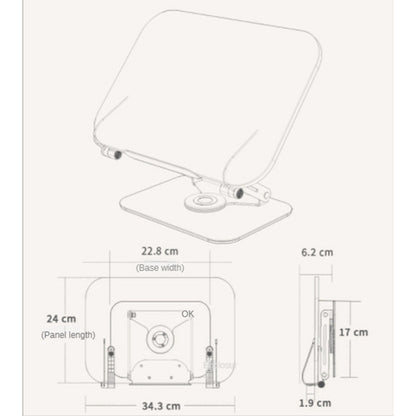 BONERUY R17 Metal Book Reading Stand Foldable Double Rod Support Book Holder for Books Laptop Tablet Textbook