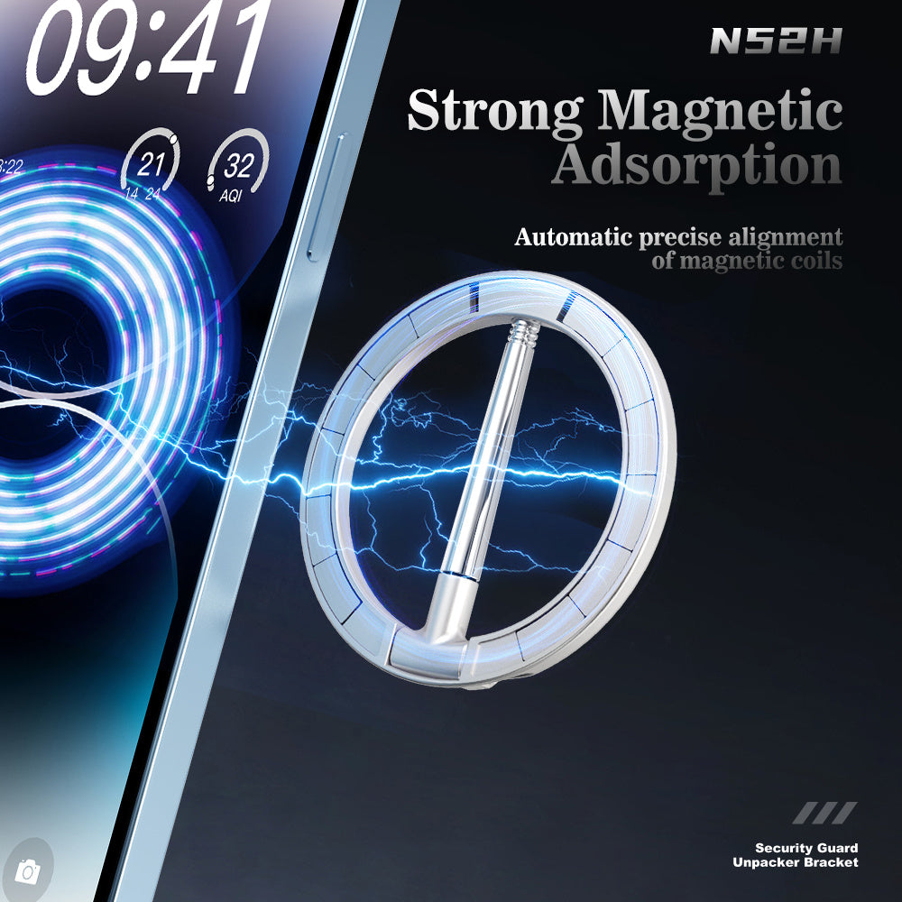 R-JUST SJ20-4 Magnetic Phone Ring Holder with Knife Vertical and Horizontal Stand Foldable Cellphone Kickstand Compatible with MagSafe