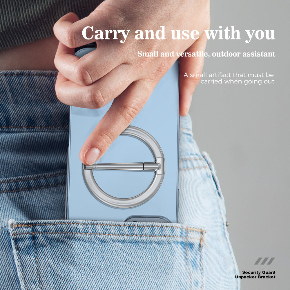 R-JUST SJ20-4 Magnetic Phone Ring Holder with Knife Vertical and Horizontal Stand Foldable Cellphone Kickstand Compatible with MagSafe