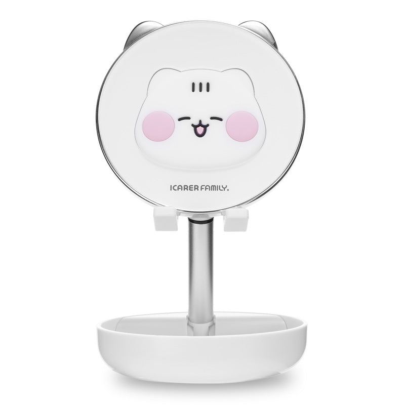 ICARERFAMILY IF-ZMZJ01 Mirror Design Cartoon Desktop Bracket Folding Stand for Phone / Tablet