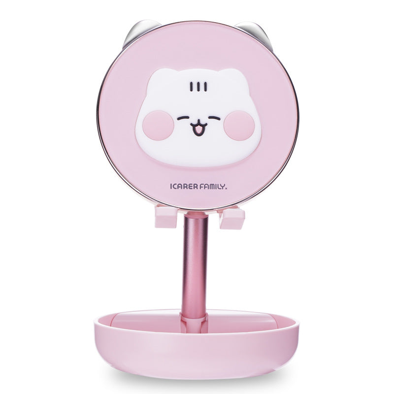 ICARERFAMILY IF-ZMZJ01 Mirror Design Cartoon Desktop Bracket Folding Stand for Phone / Tablet