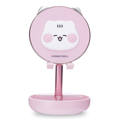 ICARERFAMILY IF-ZMZJ01 Mirror Design Cartoon Desktop Bracket Folding Stand for Phone / Tablet