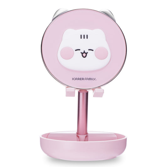 ICARERFAMILY IF-ZMZJ01 Mirror Design Cartoon Desktop Bracket Folding Stand for Phone / Tablet