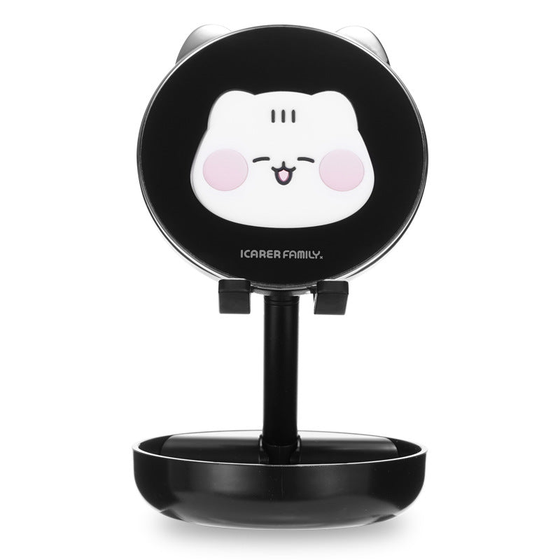ICARERFAMILY IF-ZMZJ01 Mirror Design Cartoon Desktop Bracket Folding Stand for Phone / Tablet
