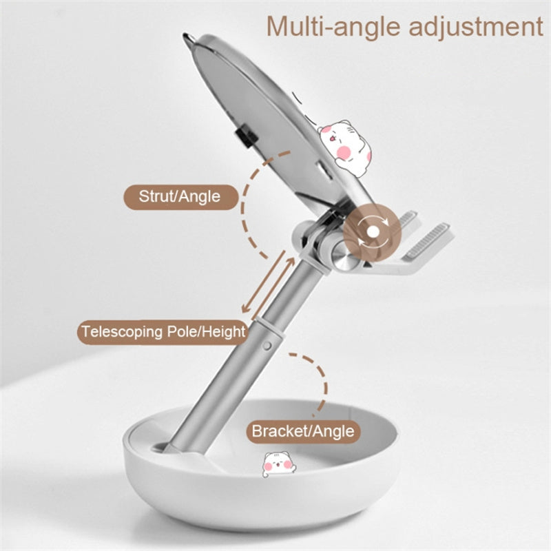 ICARERFAMILY IF-ZMZJ01 Mirror Design Cartoon Desktop Bracket Folding Stand for Phone / Tablet