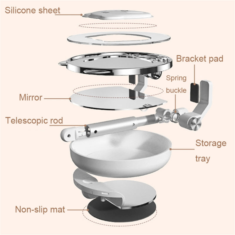 ICARERFAMILY IF-ZMZJ01 Mirror Design Cartoon Desktop Bracket Folding Stand for Phone / Tablet