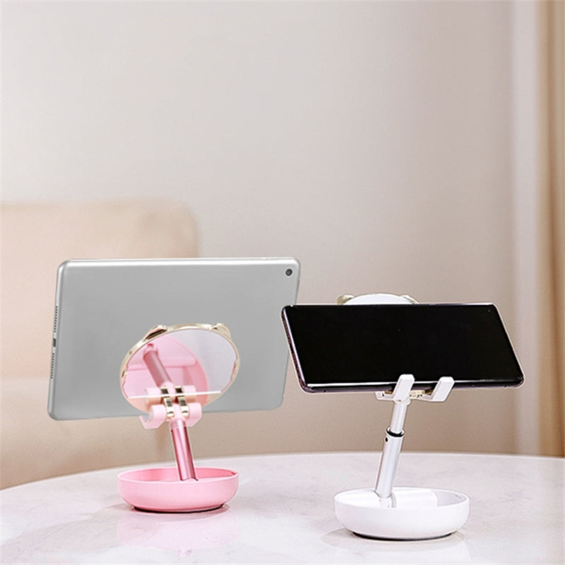 ICARERFAMILY IF-ZMZJ01 Mirror Design Cartoon Desktop Bracket Folding Stand for Phone / Tablet