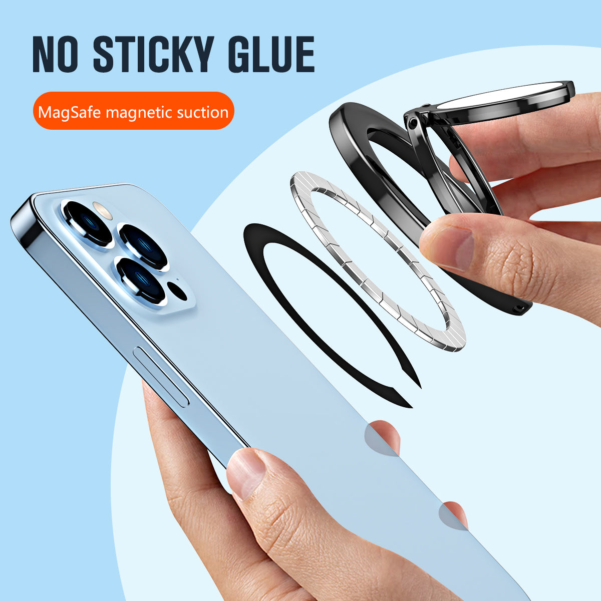 Magnetic Phone Ring Holder Kickstand Magnetic Car Mount Zinc Alloy Adjustable Foldable Phone Stand