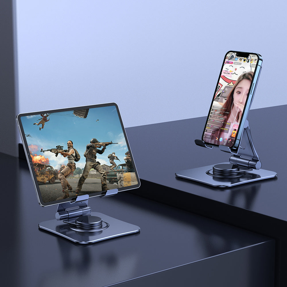 T635 Cell Phone Tablet Holder 360 Degree Rotating Aluminum Alloy Folding Stand Desktop Adjustable Portable Stand