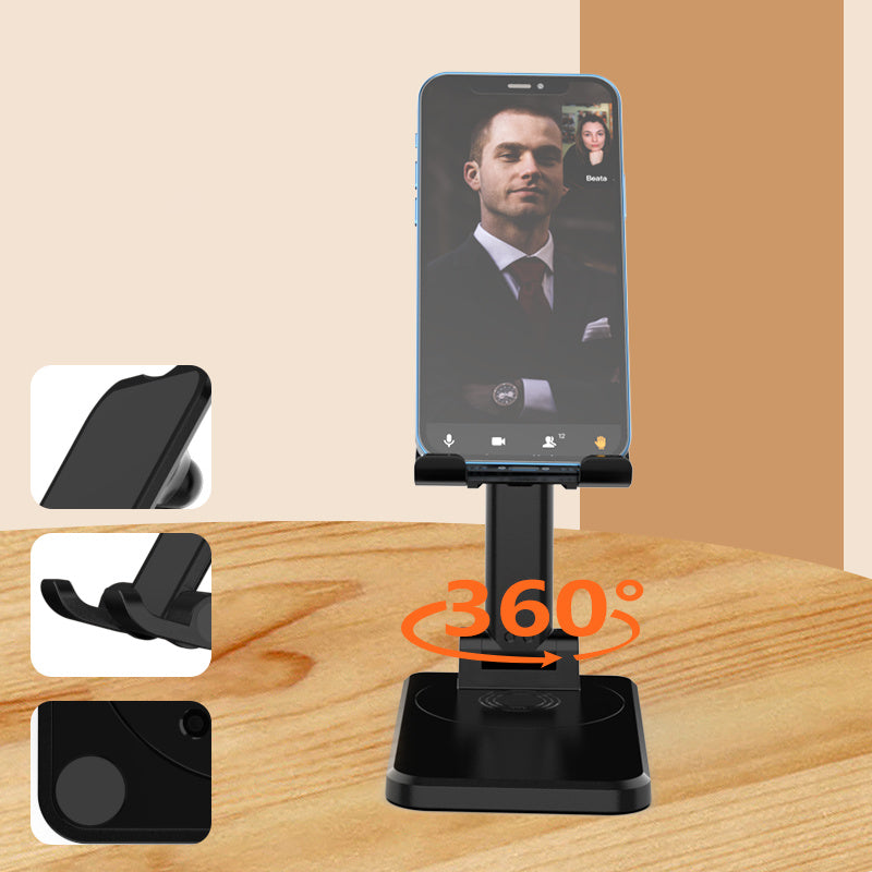 CCT19 Foldable Cell Phone Stand Rotation Height Adjustable Phone Holder ABS+Silicone Desktop Phone Mount