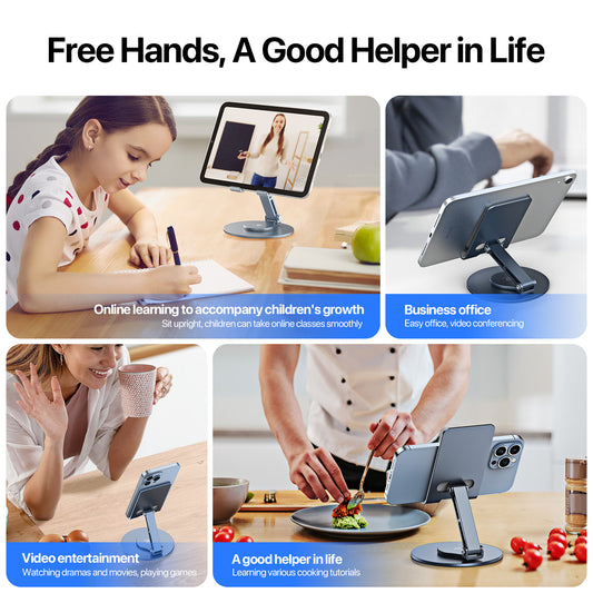 DUX DUCIS Aluminum Alloy 360-Degree Rotating Cell Phone Holder Adjustable Desk Phone Stand