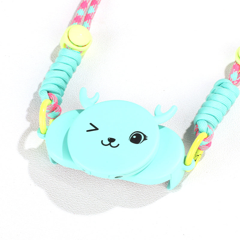 Phone Crossbody Lanyard Rotary Back Clamp Phone Holder Nylon Braided Shoulder Strap with Makeup Mirror Stand