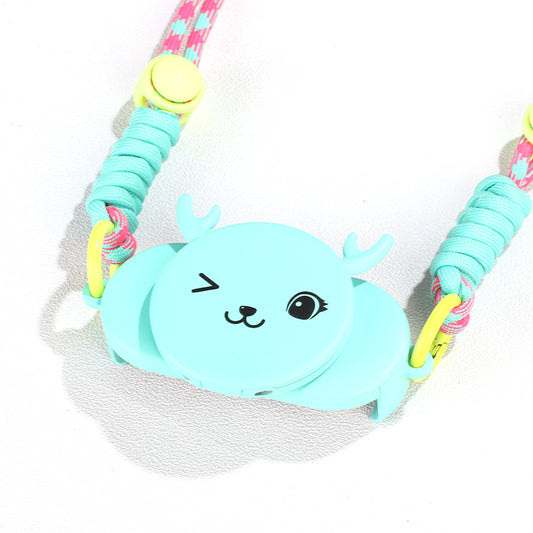 Phone Crossbody Lanyard Rotary Back Clamp Phone Holder Nylon Braided Shoulder Strap with Makeup Mirror Stand