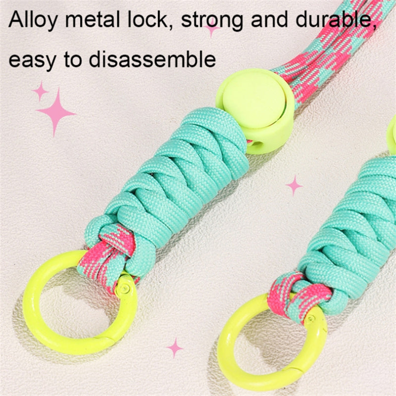 Phone Crossbody Lanyard Rotary Back Clamp Phone Holder Nylon Braided Shoulder Strap with Makeup Mirror Stand