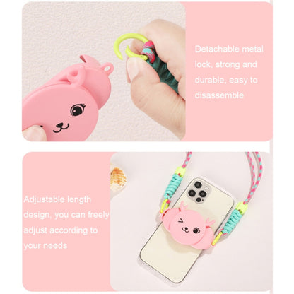 Phone Crossbody Lanyard Rotary Back Clamp Phone Holder Nylon Braided Shoulder Strap with Makeup Mirror Stand