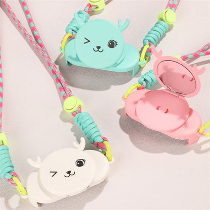 Phone Crossbody Lanyard Rotary Back Clamp Phone Holder Nylon Braided Shoulder Strap with Makeup Mirror Stand