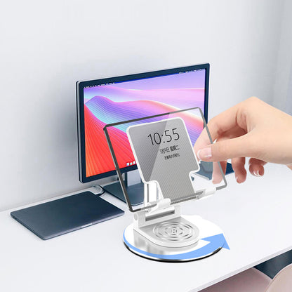 CCT22 Dual Tube Desktop Folding Cell Phone Stand ABS+Silicone Rotating Mobile Phone Holder