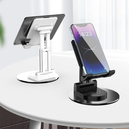 CCT22 Dual Tube Desktop Folding Cell Phone Stand ABS+Silicone Rotating Mobile Phone Holder