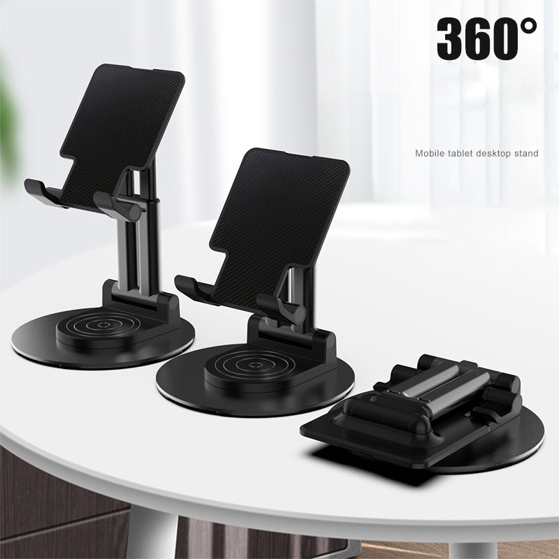CCT22 Dual Tube Desktop Folding Cell Phone Stand ABS+Silicone Rotating Mobile Phone Holder