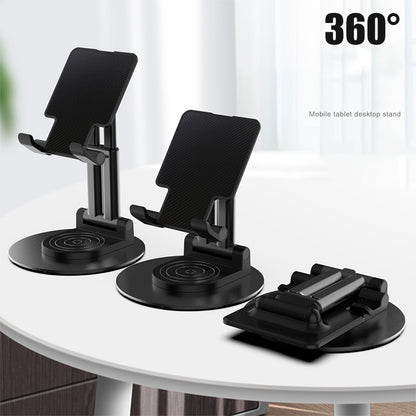 CCT22 Dual Tube Desktop Folding Cell Phone Stand ABS+Silicone Rotating Mobile Phone Holder